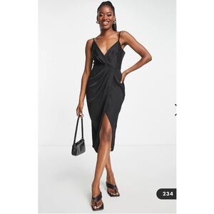 Express Black Strappy Asymmetrical Midi Dress